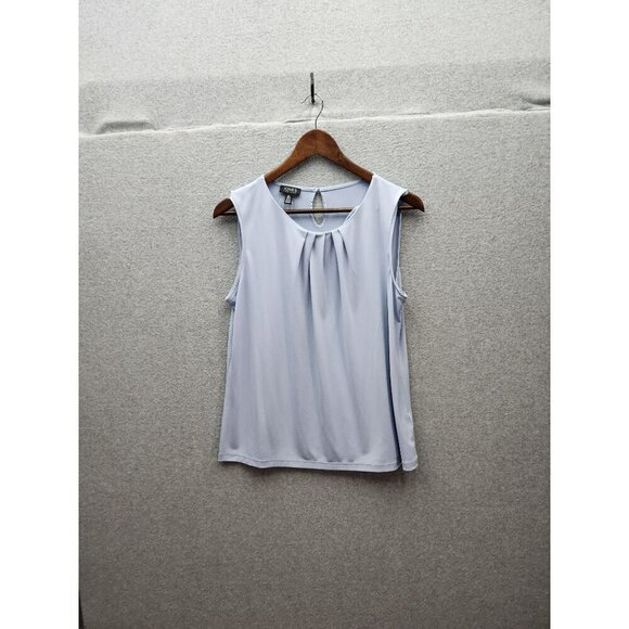 Jones New York Womens Sleeveless Pleated Top Light Blue Size Large Polyester Ble - Picture 1 of 5